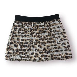 Justice Leopard Print Tiered Ruffle Skort Mini Skirt Black Brown Girls 7